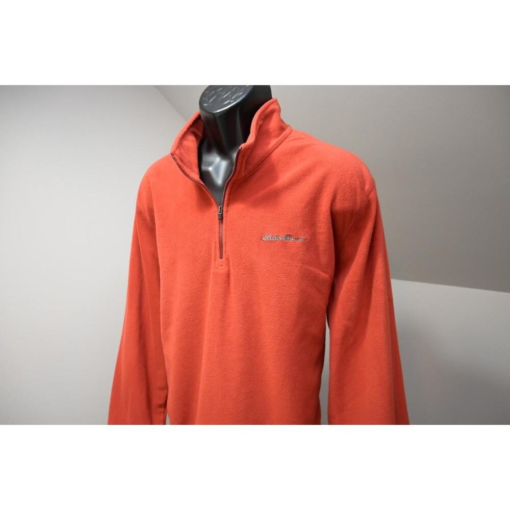 Eddie Bauer Camp Sweater 1/4 Zip Fleece Pullover Orange Mens Size 2XL XXL‎